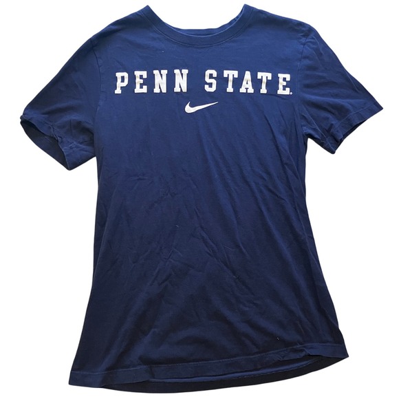 Penn State Shirt Womens‎ Small Nike College Spell Out Center Swoosh Navy Blue - Picture 1 of 9